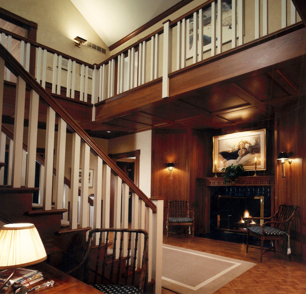 Foyer with cherry paneling and fireplace, Bath, Ohio